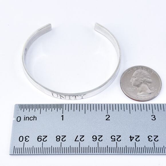 Vintage Sterling Silver 925 6.2mm "UNITY" Engraved Cuff Bracelet 6.75" - Picture 9 of 9